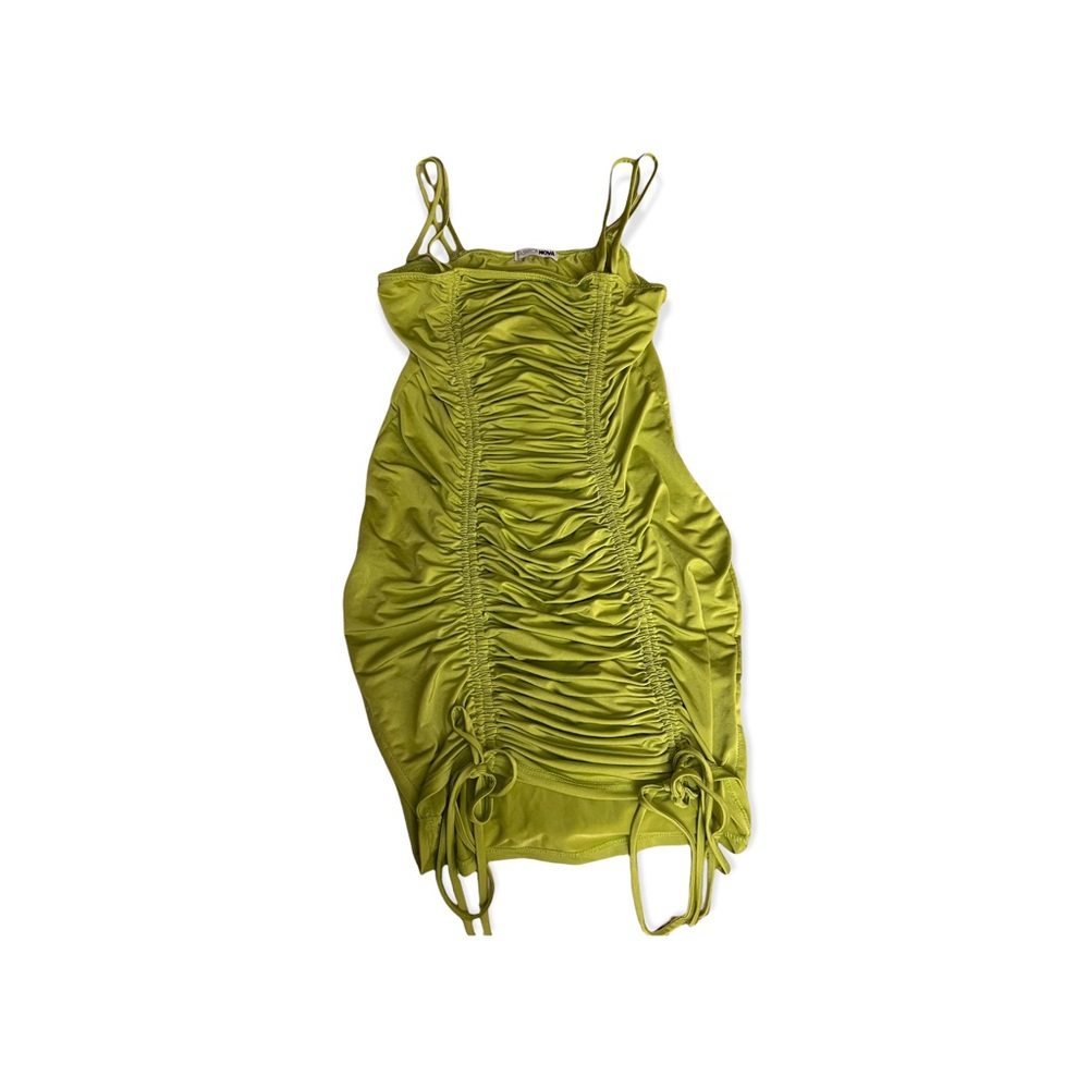 Fashion Nova lime green runched bodycon mini dress